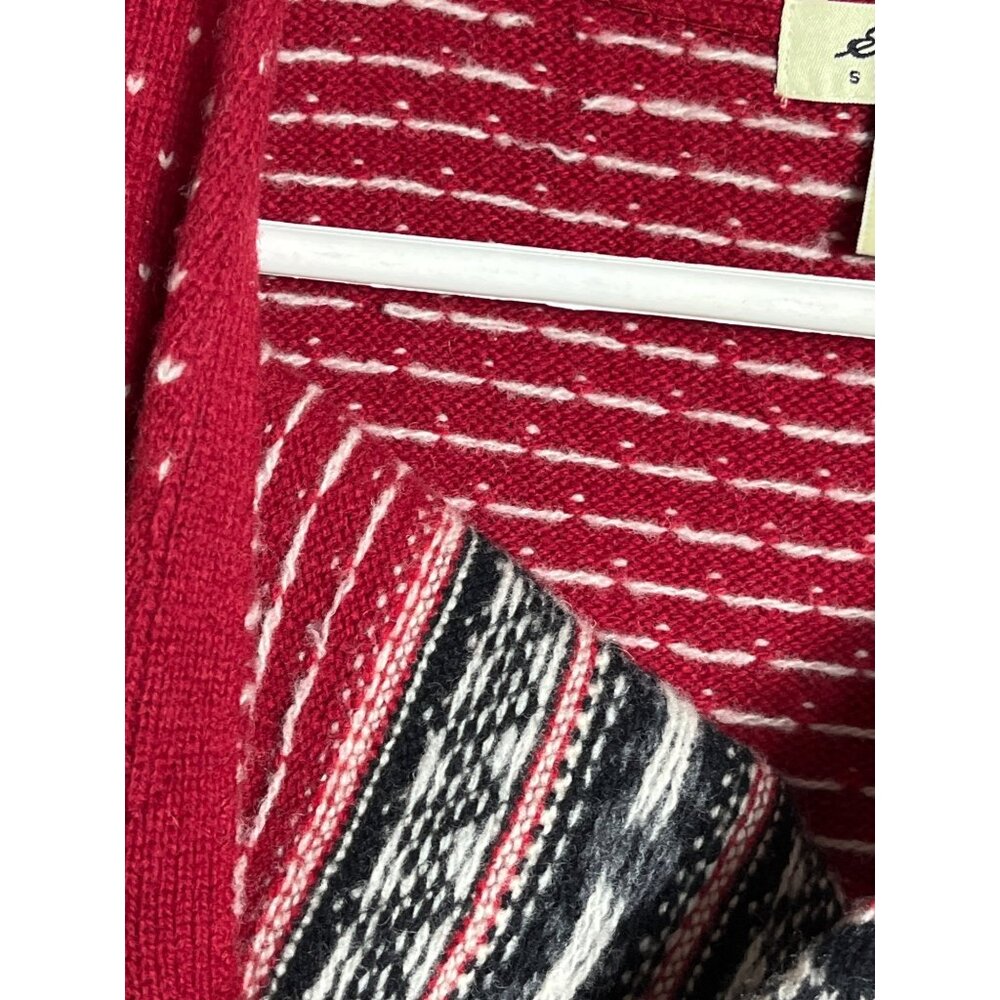 Eddie Bauer Wool Vest Fairisle Knit Red Vtg Heritage Equestrian Academia Wom XS - Picture 10 of 12
